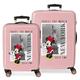 Disney Mickey und Minnie Travel the World New York Nude Koffer-Set, 55/68 cm, starrer ABS-Seitenkombinationsverschluss, 104 l, 6 kg, 4 Doppelrollen, Handgepäck