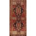 Geometric Ardebil Persian Vintage Runner Rug Hand-Knotted Wool Carpet - 4'4"x 10'3"