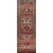 Traditional Heriz Persian Vintage Runner Rug Hand-Knotted Wool Carpet - 3'2"x 11'1"