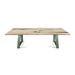 BANUR-AL Solid Wood Dining Table - Natural Oak/Black/Green