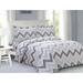 Violet Linen French Triangle Chevron Trail Pattern, 200 Thread-Count Cotton Percale, Grey, Bedding Duvet Cover Set