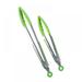 Set of 2 Kitchen Tongs Premium Stainless Steel Locking 9-Inch & 12-Inch Silicone Grilling Barbeque Cooking Food Tong Green