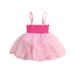 Suanret Toddler Baby Girls Tulle Dress Casual Sleeveless A-Line Dress Party Princess Dress Summer Dress Pink 6-12 Months