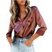WQJNWEQ Clearance Womens Summer Tops Loose Fit Loose Casual Long Sleeve Solid Turn Down Collar Casual Blouse T-Shirt
