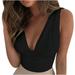 WQJNWEQ Clearance Womens Summer Tops Loose Fit Ladies Summer V-Neck Solid Sexy Casual Sleeveless Blouse Shirt