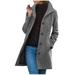 WQJNWEQ Womens Tops Summer Loose Fit Solid Color Pocket Woollen Coat Recreational Long Sleeve Gifts for Women