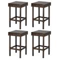 Tcbosik 4pcs Modern Bar Chair Brown Gradient Contemporary Rattan Bar Stools with Footrest