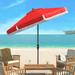 SAFAVIEH Milan Fringe 11 Market Crank Round Umbrella Red/White