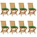 vidaXL Patio Chairs Outdoor Bistro Folding Chair with Cushions Solid Wood Teak