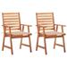 vidaXL Patio Dining Chairs 2 pcs with Cushions Solid Acacia Wood