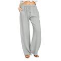 High Waisted Pants for Women Linen Pants for Women Casual Summer Drawstring Pant High Waisted Wide Leg Trousers Loose Fit Work Pant Sport Joggers Baggy Pants Y2K