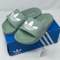 Adidas Shoes | Adidas Originals Women S Adilette Lite Slides Sandals Sneaker Hazy Green White 5 | Color: Green/White | Size: 5