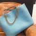 Coach Bags | Coach Tote Refined Calf Leather Chain Central Handbag 78218 (Marine Blue) | Color: Blue | Size: Os