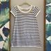 Michael Kors Tops | Michael Kors S/P Top/Sweater Striped Navy & Gold Short Sleeve W/Pearls Exc Cond | Color: Blue/White | Size: Sp