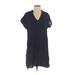 Madewell Casual Dress - Shift V Neck Short sleeves: Blue Print Dresses - Women's Size Small