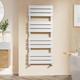 EMKE Towel Radiator Bathroom Heated Towel Rail 1200 x 500 mm, Flat Panel Towel Rail Radiator Versatile Wall/Floor Mounted Bathroom Radiators White