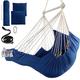 Chihee Hammock Chair Hanging Swing 2 Seat Cushions Included, Durable Spreader Bar Soft Cotton Weave Hanging Chair Side Pocket Large Tassel Chair Set Foot Rest Support Calf Foot Extra Comfortable