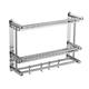 EQHAIR Double Towel Rail, Bathroom Storage Shelftowel Hanger, Towels Shelves Rack Stainless Steel, Wall-Mounted Towel Rack, Multifunctional Bathroom Shelf, Dual-Use Installation (B 50cm)