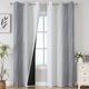 Estelar Textiler Full Room Darkening Greyish White and Grey Blackout Curtains 84 Inch Length 2 Panels Set, Ombre Thermal Insulated Full Light Blocking Grommet Gray Blackout Drapes for Bedroom, 42Wx84L