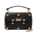 Valentino Garavani , Large Roman Stud Shoulder Bag In Nappa With Chain ,Black female, Sizes: ONE SIZE