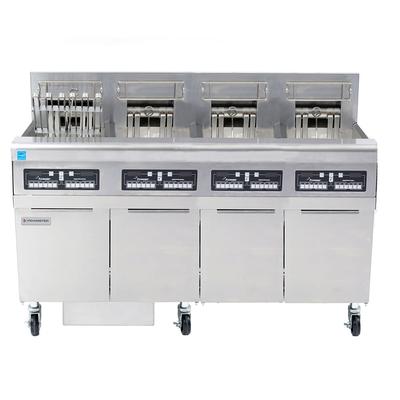 Frymaster FPRE414TC 208/1 Commercial Electric Fryer - (4) 50 lb Vats, Floor Model, 208v/1ph, Built-in Filtration System, Stainless Steel