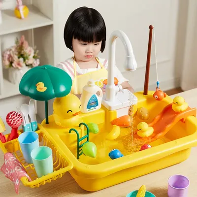 Jouets d'évier de cuisine pour enfants lave-vaisselle électrique jouet de jeu avec eau courante