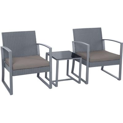Lois Poly Rattan Sitzgruppe Gartenmöbel Garnitur Tisch Sessel Set Grau - Svita Image