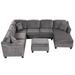 Sectional Sofa with Ottoman with Right Side Chaise Velvet Fabric - 10'2" x 7'6"