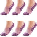No Show Socks Womens Athletic Running Low Cut Cushioned Compression Socks 6-Pairs(L(39-42cm) Violet)
