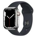 Pre-Owned - Apple Watch Series 7 GPS + Cellular 41mm Silver Stainless Steel Black Sport Band - Like New