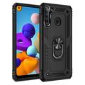 LeYi Military Grade Drop Impact for Samsung Galaxy A21 Case Galaxy A21 Case 360 Metal Rotating Ring Kickstand Holder Armor Heavy Duty Shockproof Case for Galaxy A21 Case Black