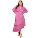 Plus Size Women's Asymmetrical Chiffon Midi Dress by June+Vie in Mauve Orchid (Size 26/28)