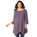 Plus Size Women's Textured Knit Hanky-Hem Top by Roaman's in Dusty Purple (Size 18/20)