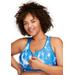 Plus Size Women's Full Figure Plus Size Zip Up Front-Closure Sports Bra Wirefree #9266 Bra by Glamorise in Blue Tie-dye (Size 48 C)