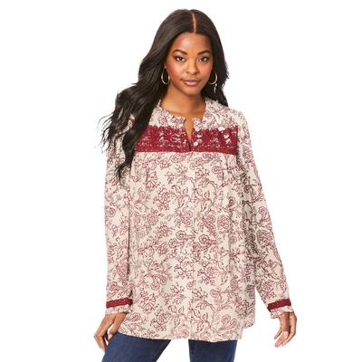 Plus Size Women's Printed Button-Down Top by Roama...