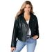 Plus Size Women's Leather Moto Jacket by Jessica London in Black (Size 12 W)