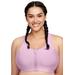 Plus Size Women's Full Figure Plus Size Zip Up Front-Closure Sports Bra Wirefree #9266 Bra by Glamorise in Lavender (Size 42 DD)