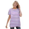Plus Size Women's Perfect Printed Short-Sleeve Crewneck Tee by Woman Within in White Multi Mini Stripe (Size 4X) Shirt