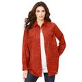 Plus Size Women's Faux Suede Lazer-Cut Big Shirt by Roaman's in Copper Red Open Medallion (Size 20 W)