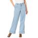 Plus Size Women's Invisible Stretch® Contour High-Waisted Wide-Leg Jean by Denim 24/7 in Light Wash (Size 28 W)