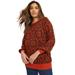Plus Size Women's Jacquard Pullover Sweater by June+Vie in Copper Ikat Medallion (Size 26/28)