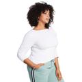 Plus Size Women's Ruched-Sleeve Tee by June+Vie in White (Size 26/28)