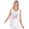 Plus Size Women's Red, White & Blue Snoopy Flag Tee by Peanuts in White Snoopy (Size 6X)