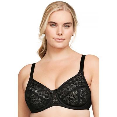 Plus Size Women's Full Figure Plus Size Lace Comfort Wonderwire Bra Underwire #9855 Bra by Glamorise in Black (Size 46 D)