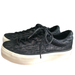 Converse Shoes | Converse One Star Platform Low Black Suede Sneaker Metallic Silver Ox | Color: Black/Silver | Size: 6.5