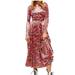 Free People Dresses | Free People Floral Velvet Maxi Dress | Color: Orange/Pink | Size: Xs