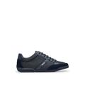 BOSS Mens Saturn Lowp Mixed-Material Trainers with Suede and Faux Leather Size 7 Dark Blue