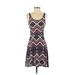 Express Casual Dress - A-Line Scoop Neck Sleeveless: Purple Chevron/Herringbone Dresses - Women's Size Small