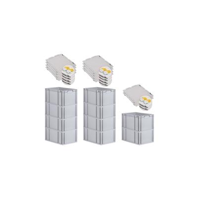 PROREGAL SuperSparSet 10x Eurobox NextGen Economy mit Scharnierdeckel & gelben Verschlüssen, Griffe zu, HxBxT 32x40x60cm, 65L, Eurobehälter, Box Image