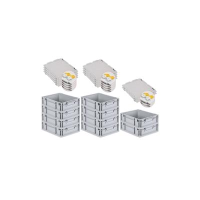 PROREGAL 10x Eurobox NextGen Grip mit Scharnierdeckel & gelben Verschlüssen | HxBxT 12x30x40cm | 11 Liter | Griffe geschlossen | Glatter Boden Image